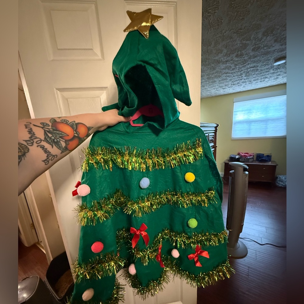 Christmas Tree Holiday Party Costume Hoodie Poncho